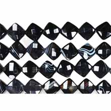 BLACK STRIPE AGATE FACETED FLAT DIAMOND 16MM